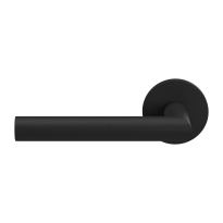 L-angled black door handle on rose 56x6,5mm GPF810VZL pointing left