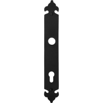 Long backplate GPF6100.25L/R 85PZ left-/right handed wrought iron black